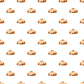 Christmas pudding dessert seamless pattern illustrating holiday sweets Illustrazione stock