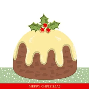 Christmas pudding isolated on white Stock Illustration