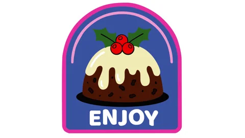 Christmas Pudding Motion Graphics Background with Holly Berries and Festive Видео 347625769