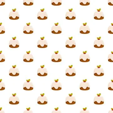Christmas pudding seamless pattern celebrating holiday traditions Stock Illustration