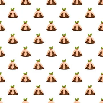 Christmas pudding seamless pattern for holiday celebration desserts イラスト素材