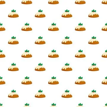 Christmas pudding seamless pattern for holiday celebration Stock Illustration