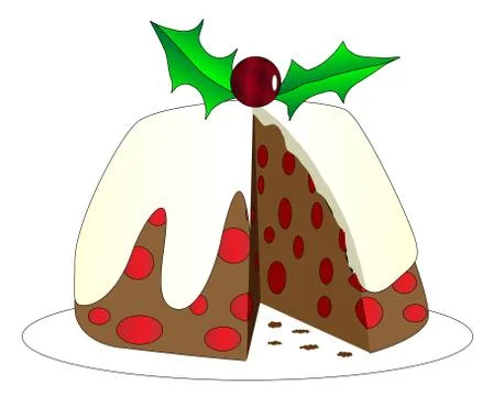 Christmas Pudding With Slice Missing Stockillustratie