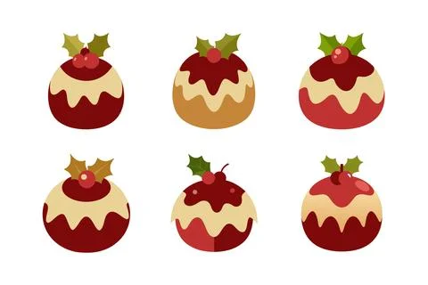 Christmas pudding vector art illustration bundle Stock Illustration