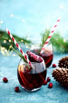 Christmas punch on a winter table Stock Photos