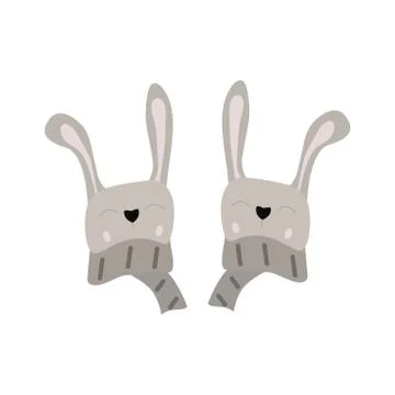 Christmas rabbit, cute hare, hare in winter scarf, illustration Stock Illustration