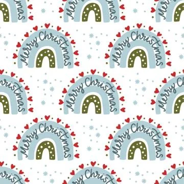 Christmas rainbow seamless pattern. Stock Illustration