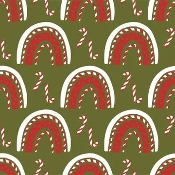 Christmas rainbow seamless pattern. Stock Illustration