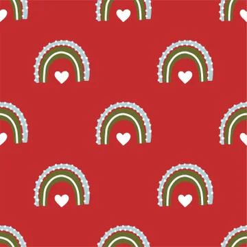 Christmas rainbow seamless pattern. Stock Illustration