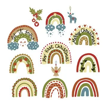 Christmas rainbow vector illustration. Stock Illustration