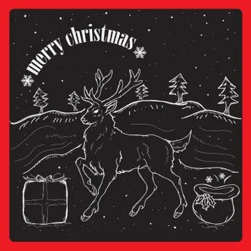 Christmas  raindear on snow Ilustración de archivo