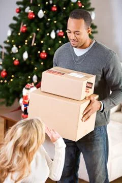 Christmas: ready to ship packages Stock Photos