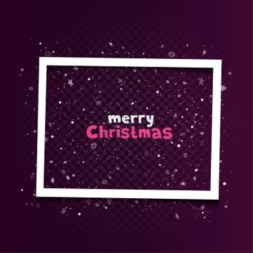 Christmas rectangle frame with blowing snow Stock Illustration