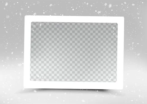 Christmas rectangle photo frame template mockup Stock Illustration