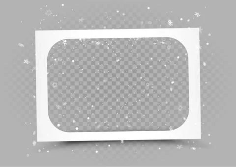 Christmas rectangle snapshot frame with snow Stock Illustration