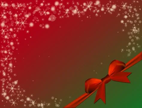 Christmas red background with red bow in green corner background Stock Illustration