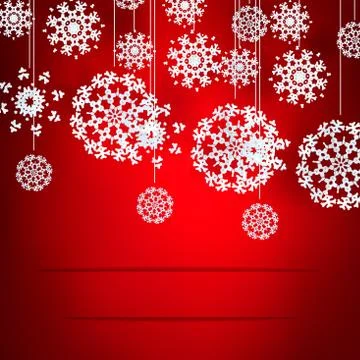 Christmas red background with snowflakes pattern. Illustrazione stock