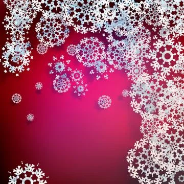Christmas red background with snowflakes pattern. Stock Illustration
