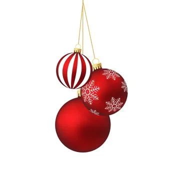 Christmas red balls on a string isolated on white background Stock Illustration