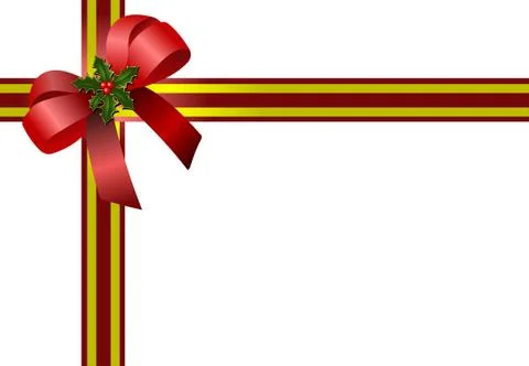 Christmas red bow. Colored vector illustration Stock Illustration
