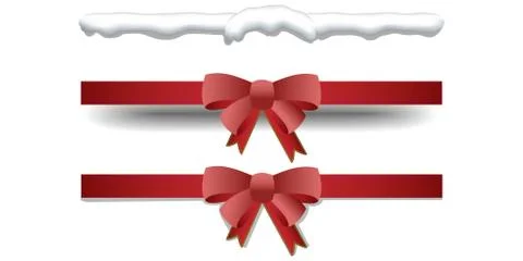Christmas Red bow vector with show cap decor isolated on white background Stock-Illustration