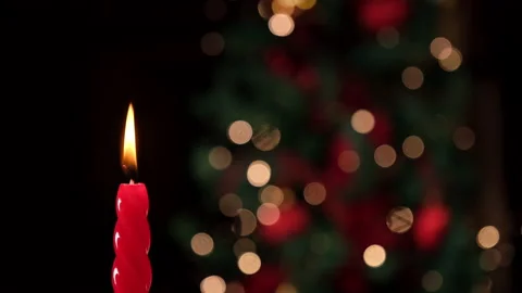 Christmas red candle light candlelight by side. Stock Footage 145015595