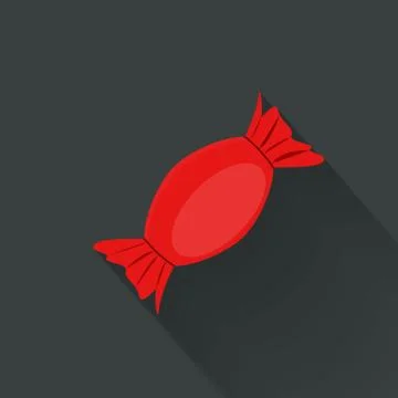 Christmas red candy flat icon, vector Stock Illustration