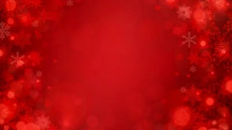 Christmas red frame bokeh background with circles, snowflakes and sparkles Stock Illustration