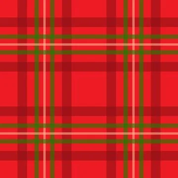Christmas red gingham background seamless vector pattern Stock Illustration