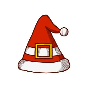 Christmas Red Hat Cap Icon. Santaclaus Hat Winter Season Cartoon Design. Chri Stock Illustration