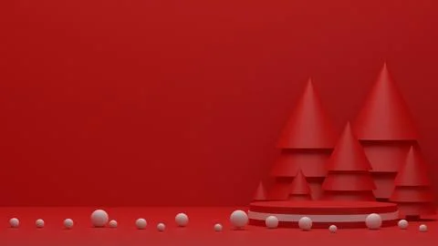 Christmas red scene background backdrop podium stand .product shelf standing  Stock Illustration