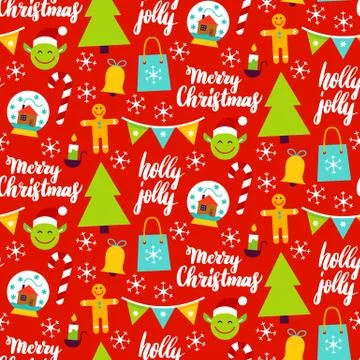 Christmas Red Seamless Pattern Stock Illustration