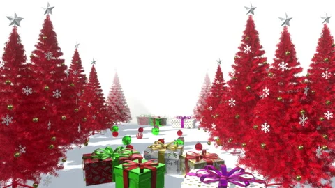 Christmas Red Snow Tree Vídeos de archivo 292111603