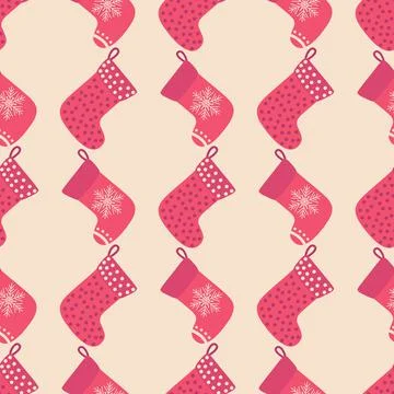 Christmas red socks doodle seamless pattern. Merry Christmas and Happy New Ye Stock Illustration