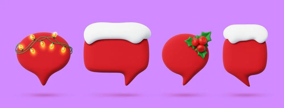 Christmas red speech bubble chat balloon icons Illustrazione stock