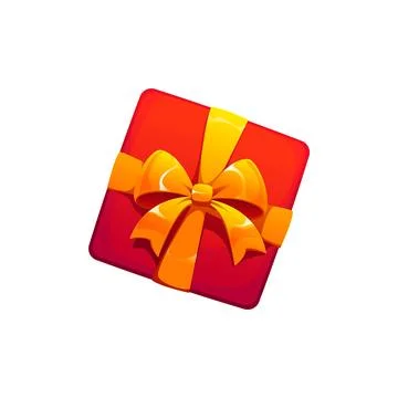 Christmas red square gift box cartoon decoration Stock Illustration