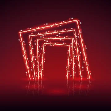 Christmas Red Square Glowing Frames Stock Illustration