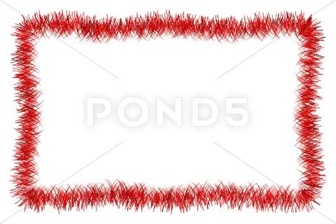 Christmas red tinsel frame Stock Illustration