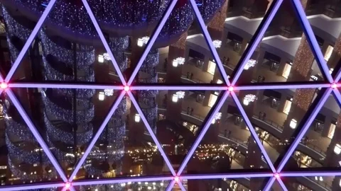 Christmas Reflection Shopping Mall Stock Footage 76091199