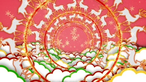 Christmas Reindeer Clouds Background Видео 204145404