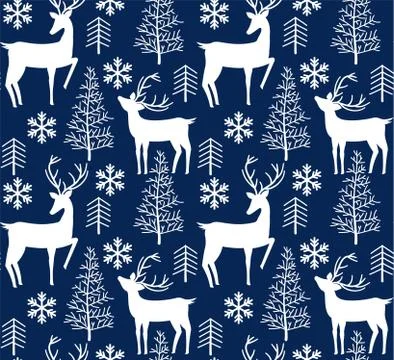 Christmas reindeer seamless pattern background. illustration background. Vect Stock Illustration