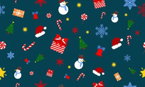 Christmas repetitive pattern with festive elements. Stock Illustration