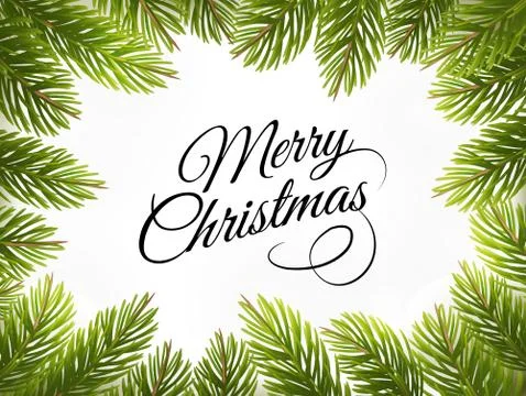 Christmas retro background with tree branches. Vector. Stock Illustration