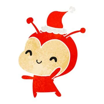 Christmas retro cartoon of kawaii lady bug Stock Illustration