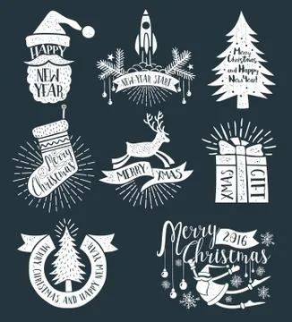 Christmas retro logos Stock-Illustration