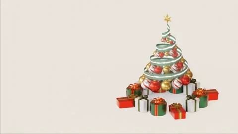 Christmas Ribbon Tree 3D Rendering Animation Stock Footage 164006404