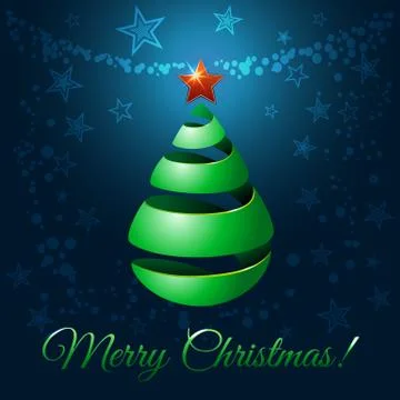 Christmas ribbon tree, vector greeting illustration Stock Illustration