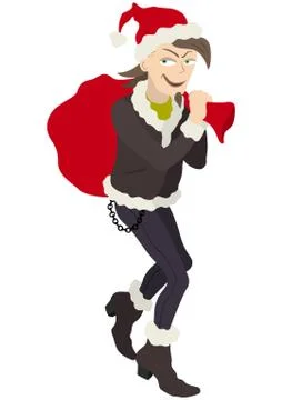 Christmas robber sneaking Stock Illustration