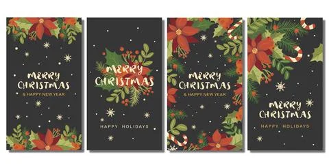 Christmas Roll Up Banner vector set of dark merry christmas banners hand drawn Stock Illustration