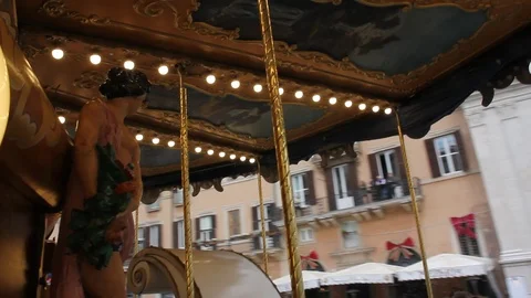 Christmas in Rome: ancient carousel in Piazza Navona. Stock Footage 121439344